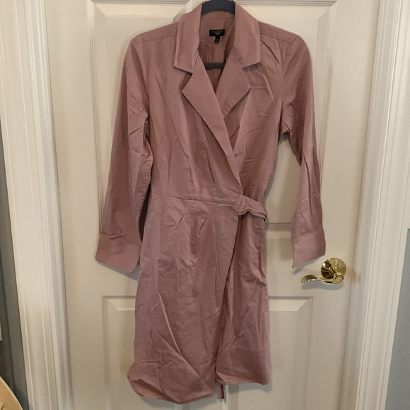 Talbots Tops - Talbots Faux Wrap Dress Blush Pink Trench Coat Style 14P 14 Petite Large